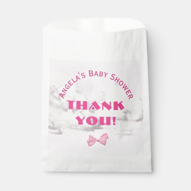 Sacolinha Pink Bows Baby Shower Personalized  (Frente)