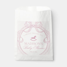 Sacolinha Pink Coquette Bow Rocking Hors Baby Shower Dessert