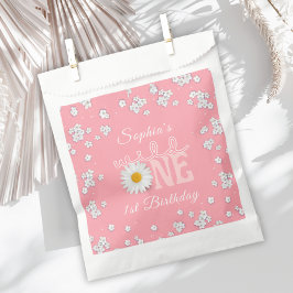 Sacolinha Pink Daisy Wild One Aniversário de 1 ano