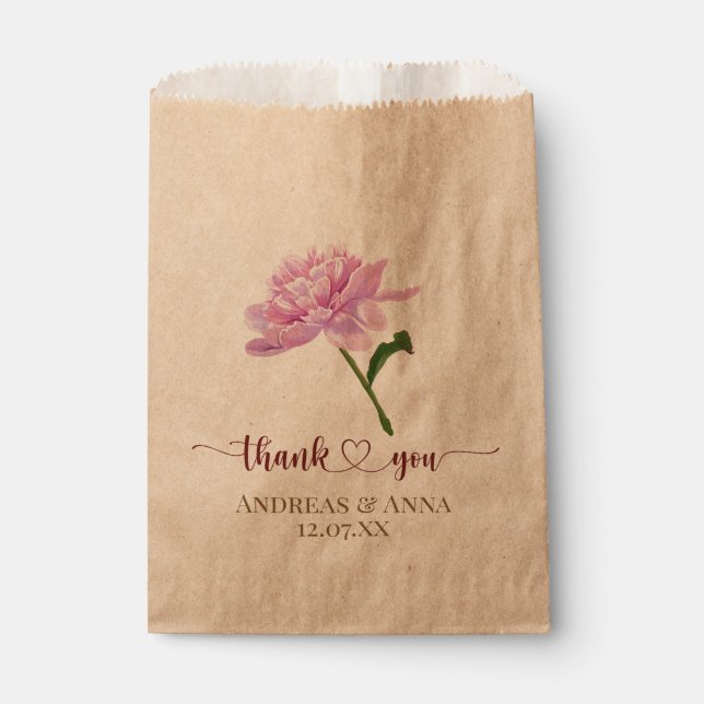 Sacolinha  Pink Floral Wedding Thank You (Frente)