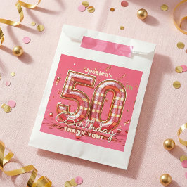 Sacolinha Pink Gold Glitter Confetti 50th Birthday Party