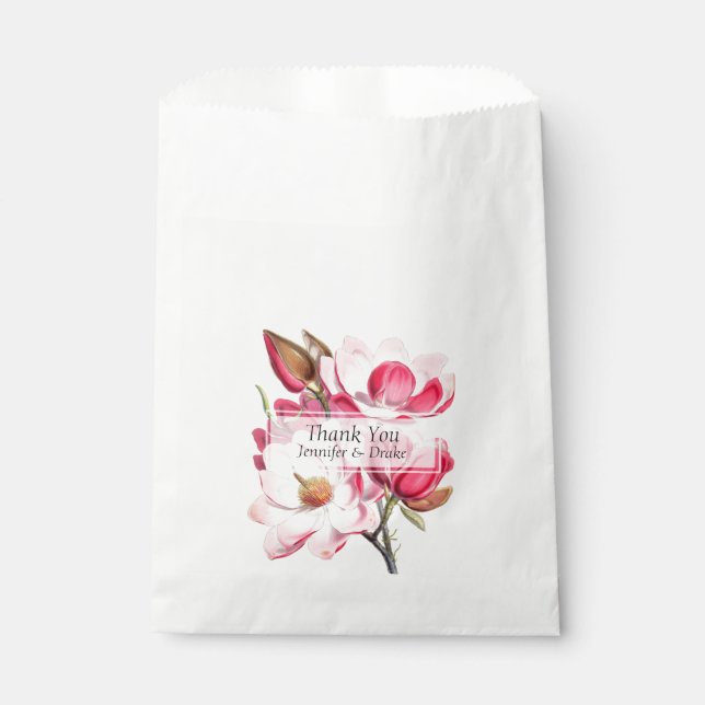 Sacolinha Pink Magnolias Weding Favor Bag (Frente)