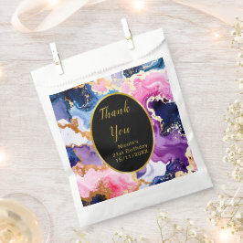 Sacolinha Pink, Navy Blue and Gold Ink Birthday Party