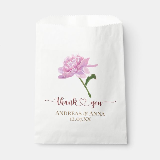 Sacolinha  Pink Peony Wedding Thank You (Frente)