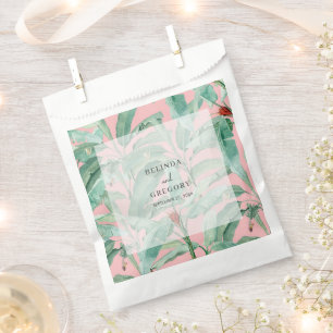 Sacolinha Pink Tropical Banana Palm Deixa Favor De Casamento