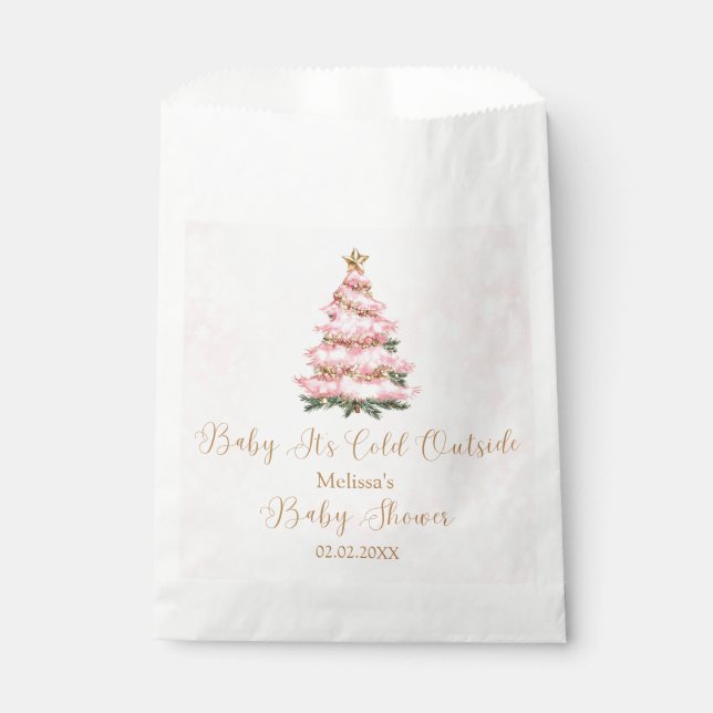 Sacolinha Pink Winter Baby Its Cold Outside Baby Shower (Frente)