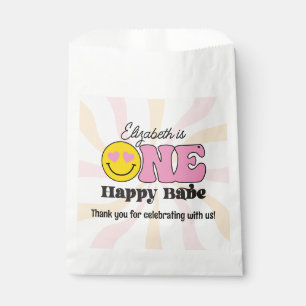 Sacolinha Pink Yellow Groovy One Happy Babe Primeiro Anivers