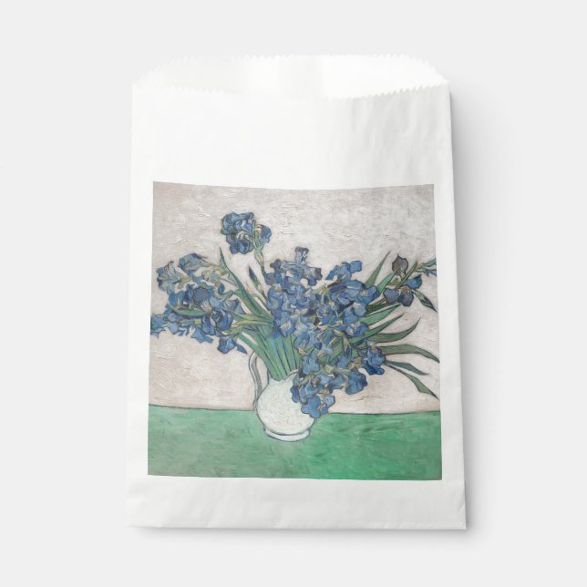 Sacolinha Pintura de Vaso de Íris de Van Gogh Impressionismo (Frente)