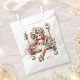 Sacolinha Placa de papel de fada de Natal branco