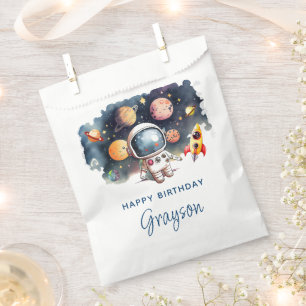 Sacolinha Planetas do Espaço Sideral Feliz Aniversário