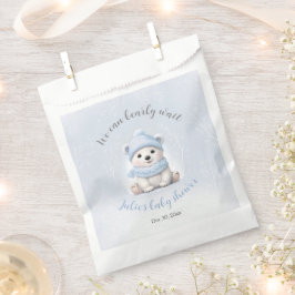 Sacolinha Podemos Esperar Chá de fraldas Azul Urso Bonito