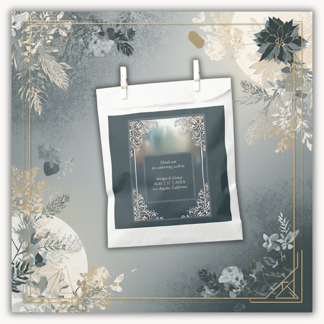 Sacolinha poeira azul deco ornamentado quadro (Criador carregado)