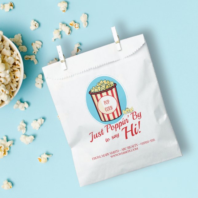 Sacolinha Poppin personalizado para dizer Oi ao passar (Personalized Poppin' by To Say Hi Favor Bag for Real Estate and Small Business Marketing)