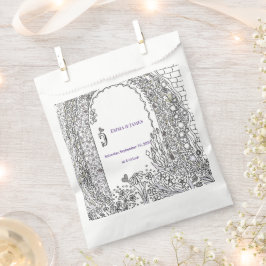 Sacolinha Porta de Casamento de Jardim Floral Preto e Branco