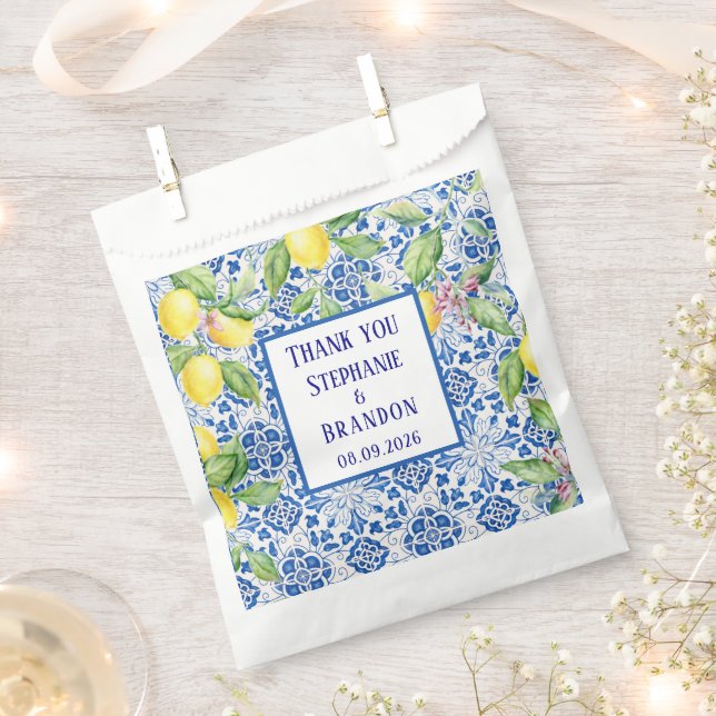 Sacolinha Portuguese Tiles Lemons Mediterranean Wedding (Cortado)