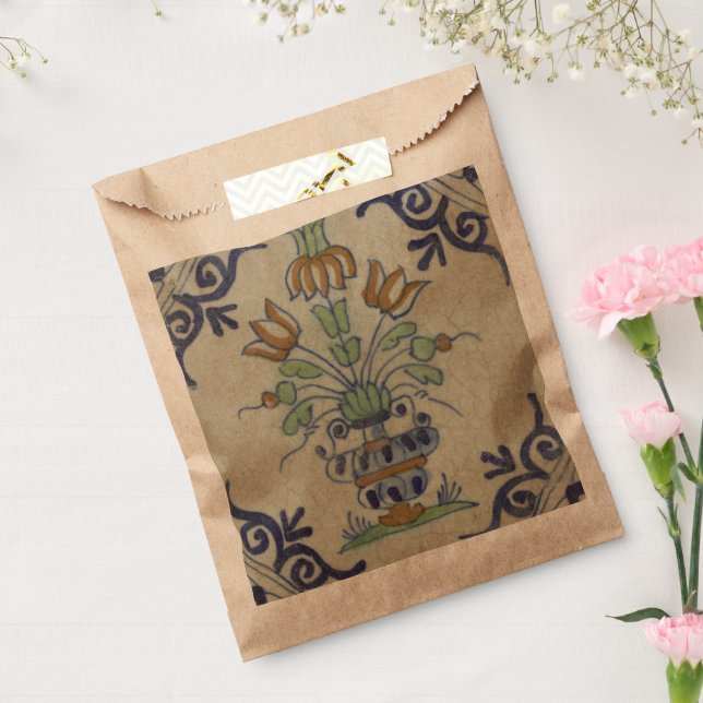 Sacolinha Pote De Flor Antiquado Com Azulejo Delft (Selado)