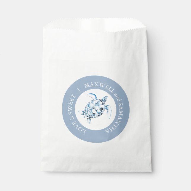 Sacolinha Praia Casamento Favorito Bolsas Aquarela Turtle Ma (Frente)