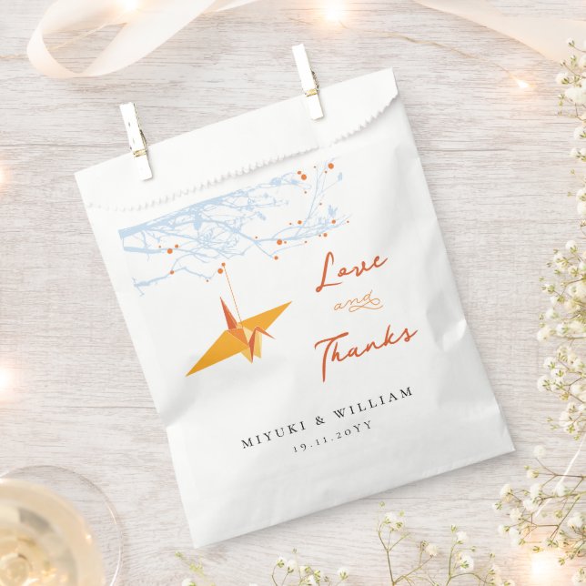 Sacolinha Prendendo Papel Laranja Origami Crane Casamento As (Cortado)