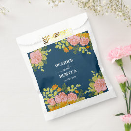 Sacolinha Presente Botânico Casamento Azul Escuro Floral