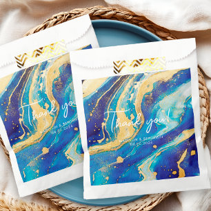 Sacolinha Presente de Agradecimento Azul Dourado Abstrato El