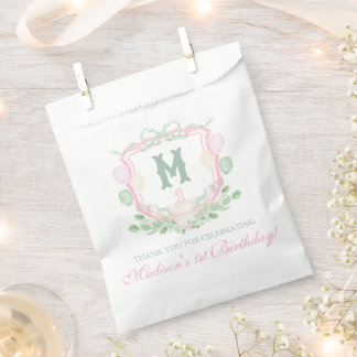 Sacolinha Presente de Monograma Crest Watercolor Rosa para 1