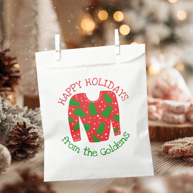 Sacolinha Presente de Natal de Férias PERSONALIZADAS Ugly Sw (Ugly Sweater CUSTOM Holiday Christmas Gift Favor Bag
)