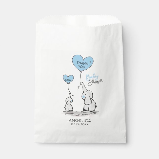 Sacolinha Presente personalizado do Chá de fraldas Elefante  (Frente)