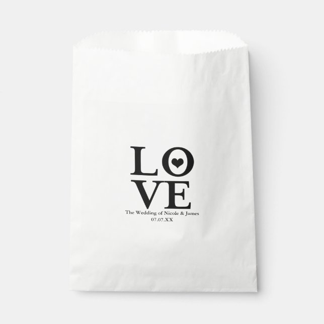 Sacolinha Presente Preto e Branco para Casamento Chic Modern (Frente)