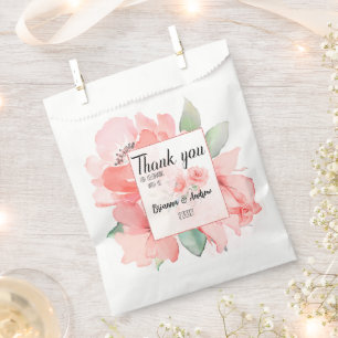 Sacolinha Presentes de Casamento Floral de Blush de Aquarela