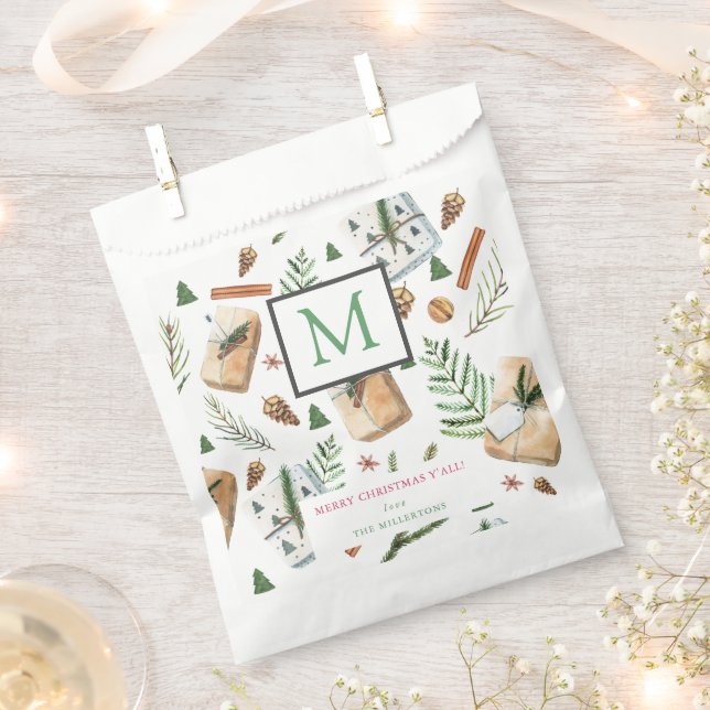 Sacolinha Presentes de Natal Feliz Natal Monograma (Cortado)