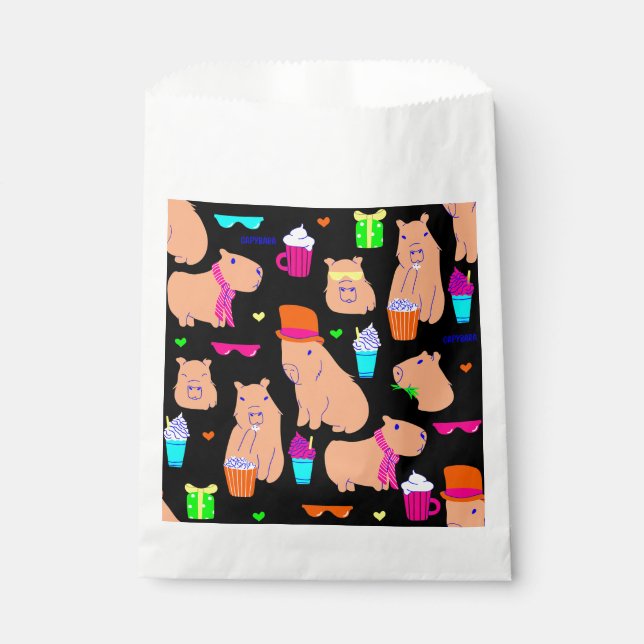 Sacolinha preto engraçado da capybara (Frente)