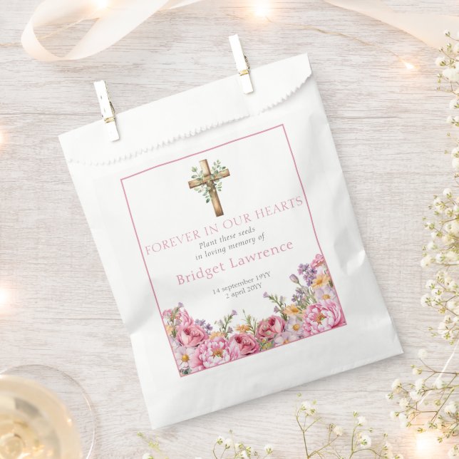 Sacolinha Pretty Pink Peonies Funeral Seed Packet (Cortado)