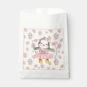 Sacolinha primeiro aniversario Ballerina Penguin rosa 