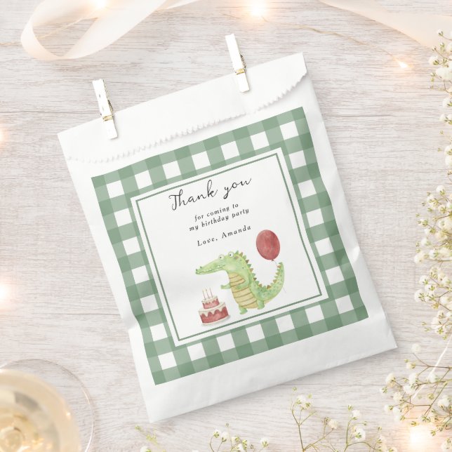 Sacolinha Primeiro aniversario Crocodilo de Aquarela Obrigad (Cortado)