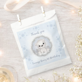 Sacolinha Primeiro aniversario de Beary Blue Cute Bear Favor