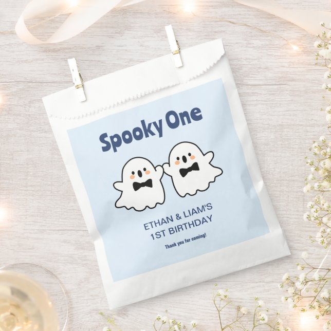 Sacolinha Primeiro aniversario de Dia das Bruxas de Gêmeos B (Cortado)