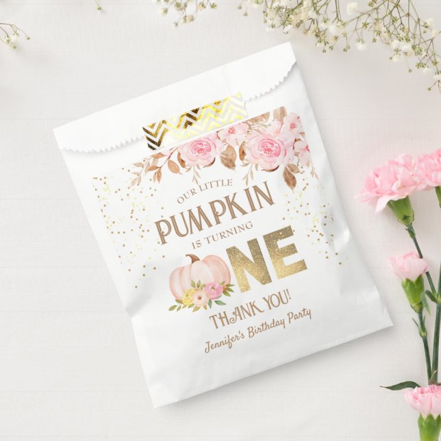 Sacolinha Primeiro aniversario de Garota Floral de Abóbora D (Selado)