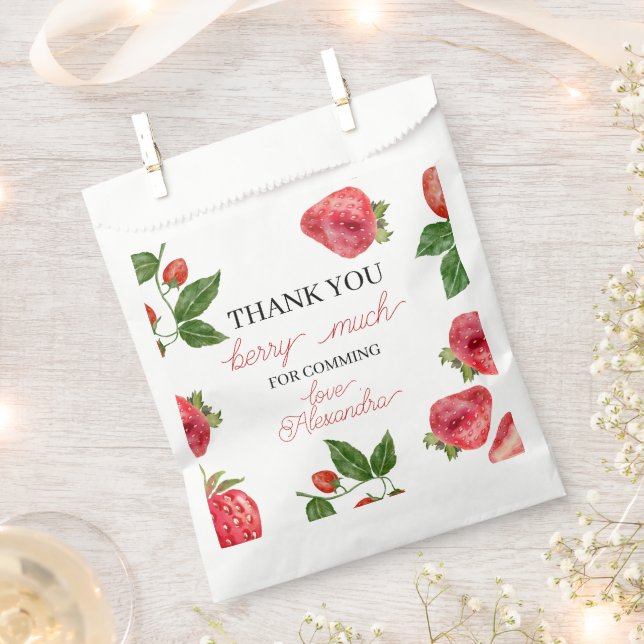 Sacolinha Primeiro aniversario de morango Berry Sweet (Cortado)