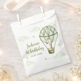 Sacolinha Primeiro aniversario Giraffe Hot Air Balloon Green