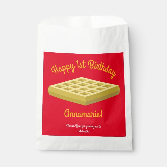 Sacolinha Primeiro aniversario Waffle Cute Breakfast Brunch  (Frente)