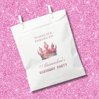 Sacolinha Princesa Coroa Rosa Fairytalhe Aniversário Obrigad