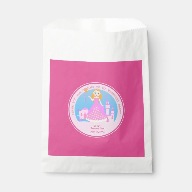 Sacolinha Princesa de Fairytala no Partido de Birthaday Rosa (Frente)