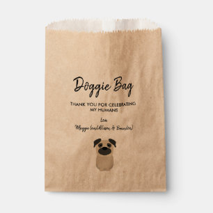 Sacolinha Pug Doggie Bag para Casamento, Doggy Treat Favor B
