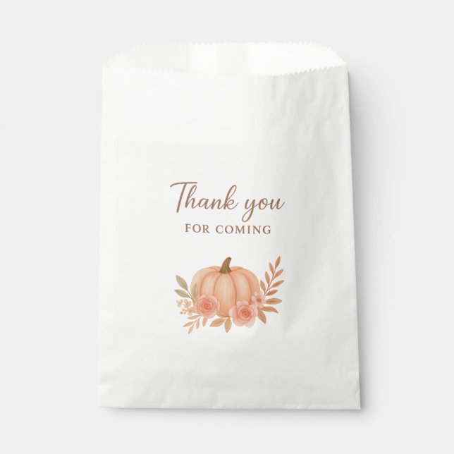 Sacolinha Pumpkin Floral Thank You For Coming Fall Favor Bag (Frente)