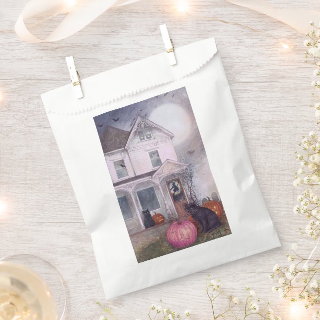 Sacolinha Pumpkin Rosa Gato Negro e Halloween da Casa Assomb (Cortado)