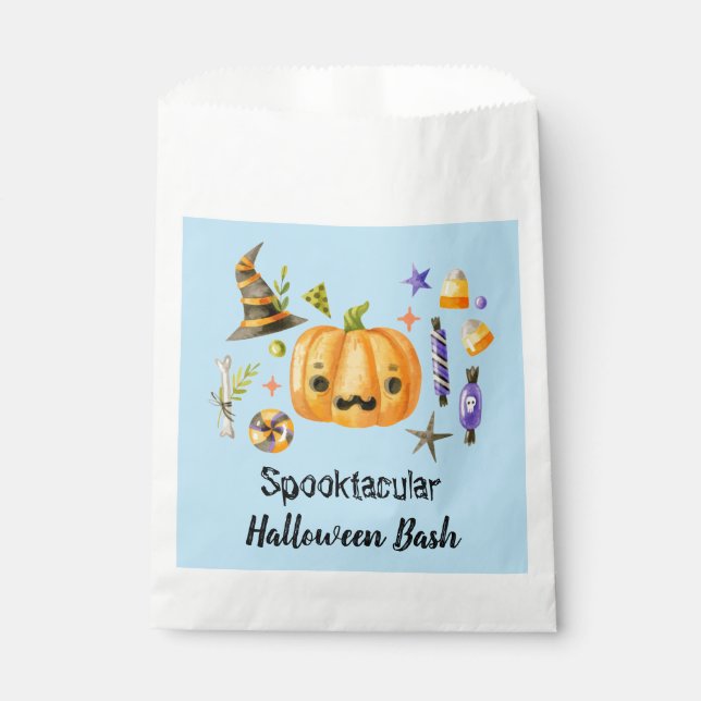 Sacolinha Pumpkin Spooktacular Festa de Halloween Bash Azul (Frente)