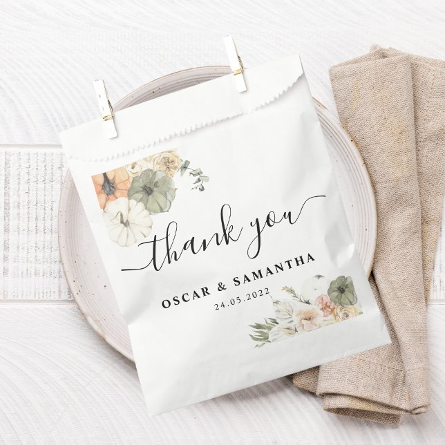 Sacolinha Pumpkins e Flores Modernos de Aquarela (Criador carregado)