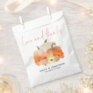 Sacolinha Pumpkins Florals Glitter Weding Love and Obrigados