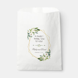 Sacolinha Quadro Dourado Floral Branco Elegante OBRIGADO