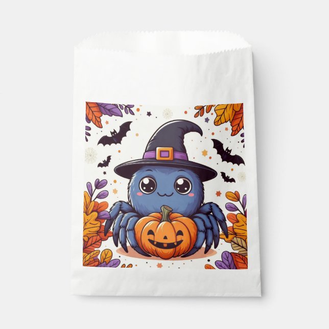Sacolinha Queda/outono/aranha/bruxa/halloween (Frente)